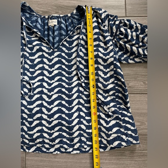 Madewell |Women’s Boho Geometric Cotton Blouse in Navy & White, Size XS••• - Picture 10 of 12